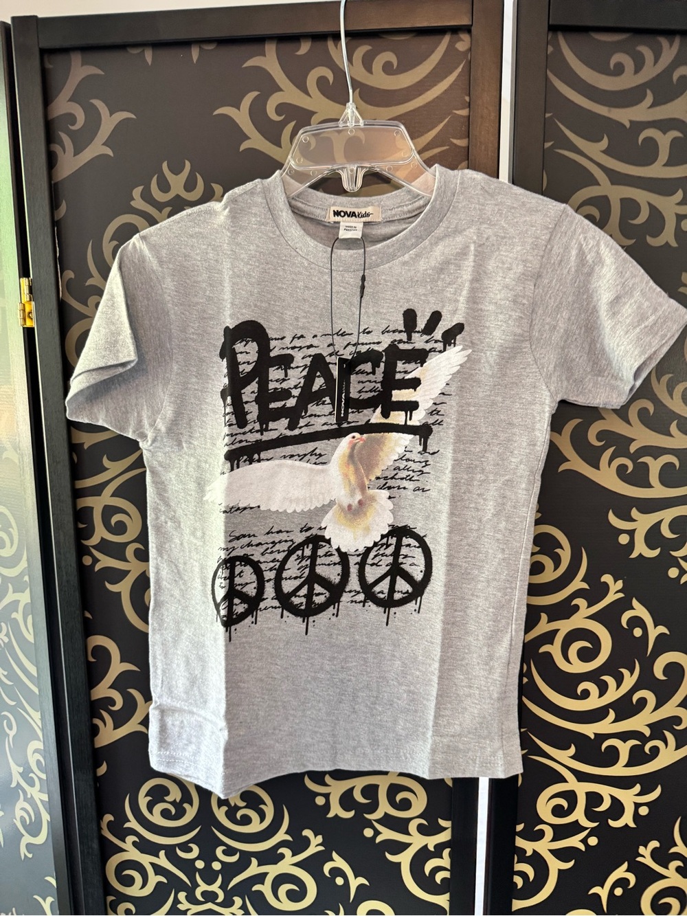 Fashion Nova Kids Gray Peace Dove Graphic Tee